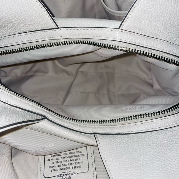 Coach Edie 31 Bandana Rivets Shoulder Bag Chalk White Pebble Leather - Picture 12 of 14